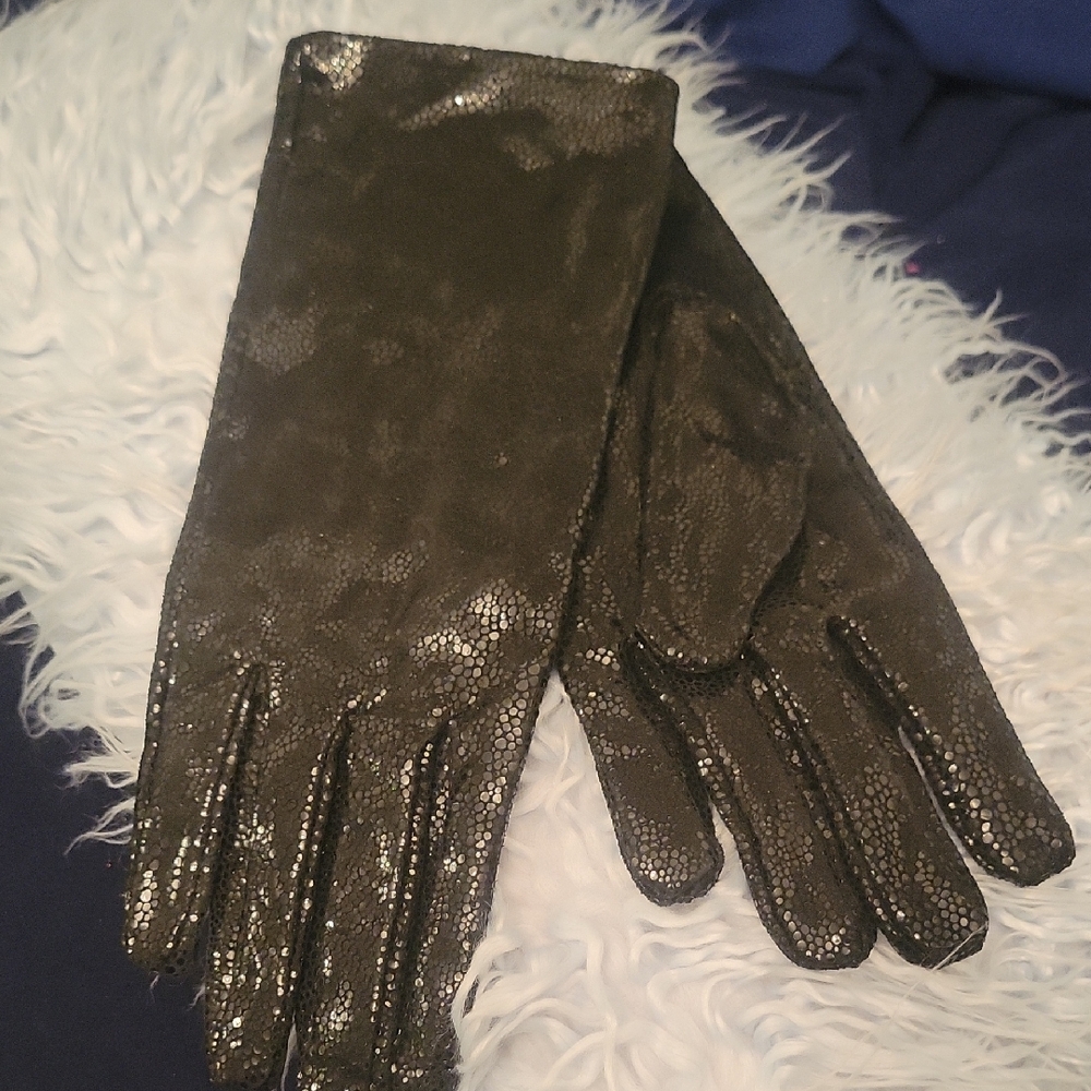 White House Black Market Elegant Black Sequin Gloves